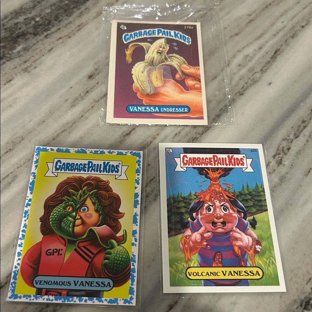 3 EUC Garbage Pail Kids “Vanessa” Cards Volcanic Venomous Undresser